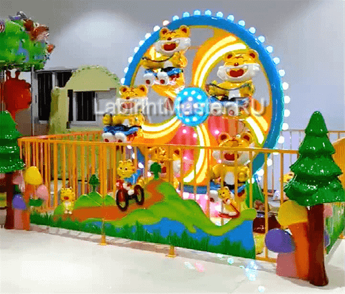 Электрическая Аттракцион карусель «Веселые тигрята», 3,6×2,8×2,7 м