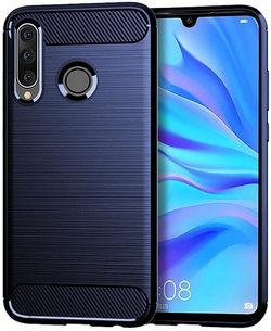 Чехол для Huawei P30 Lite (Nova 4E) цвет Blue (синий), серия Carbon от Caseport