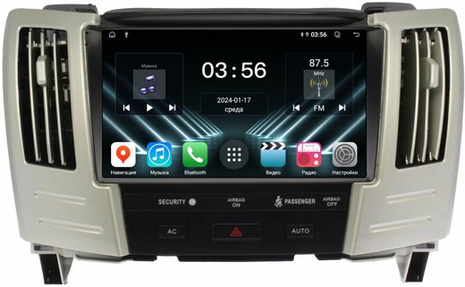 Магнитола для Toyota Harrier XU30 2003-2013, Lexus RX 2003-2009 (цветной, рамка наверх) - FarCar DX9-9660 монитор 9" IPS на Android 13, 4+64Гб, CarPlay