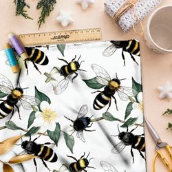 Ткань премиум мембрана пчелы в цветах
