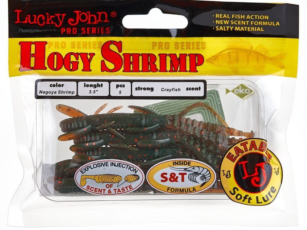 Мягкая приманка Lucky John Series HOGY SHRIMP 3.5in (89 мм), цвет 085, 5 шт/уп