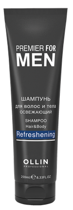 OLLIN PREMIER FOR MEN Шампунь для волос и тела освежающий 250мл/ Shampoo Hair&Body Refreshening