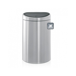 Ведро для мусора Brabantia Touch Bin двухсекционное матовая сталь с защитой от отпечатков пальцев 10л 23л вид спереди