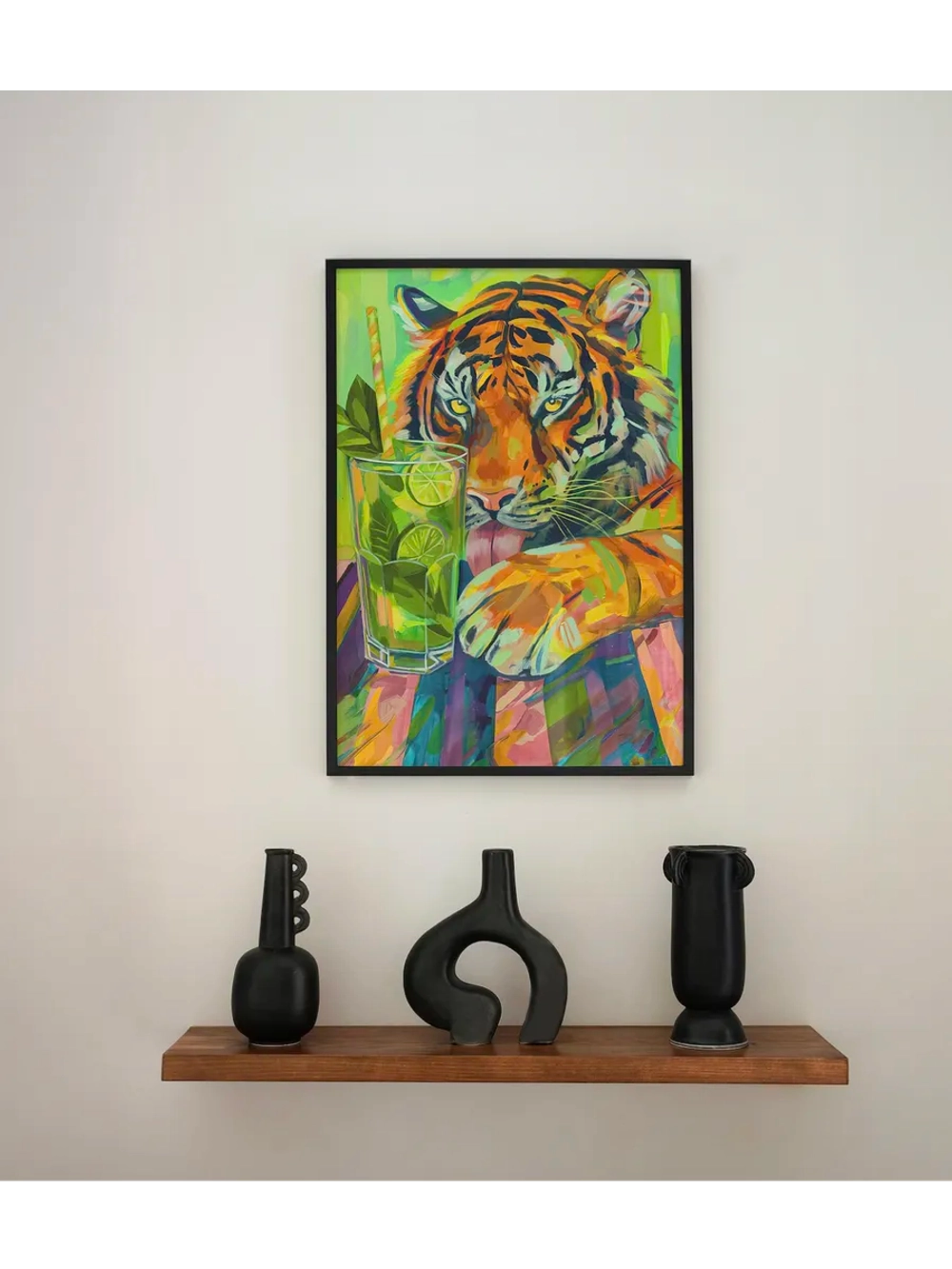 постер 30х40 см интерьерный на стену без рамок Тигр и махито