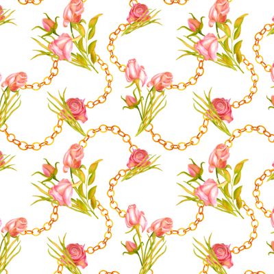 Винтажные розы с золотыми цепями