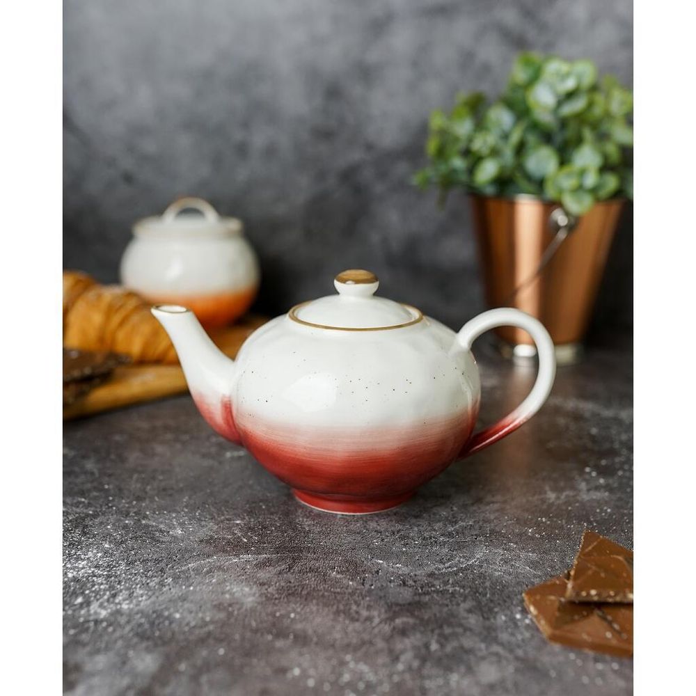 Чайник 600 мл h9 см красный фарфор "The   Eco" P.L. Proff Cuisine [1]