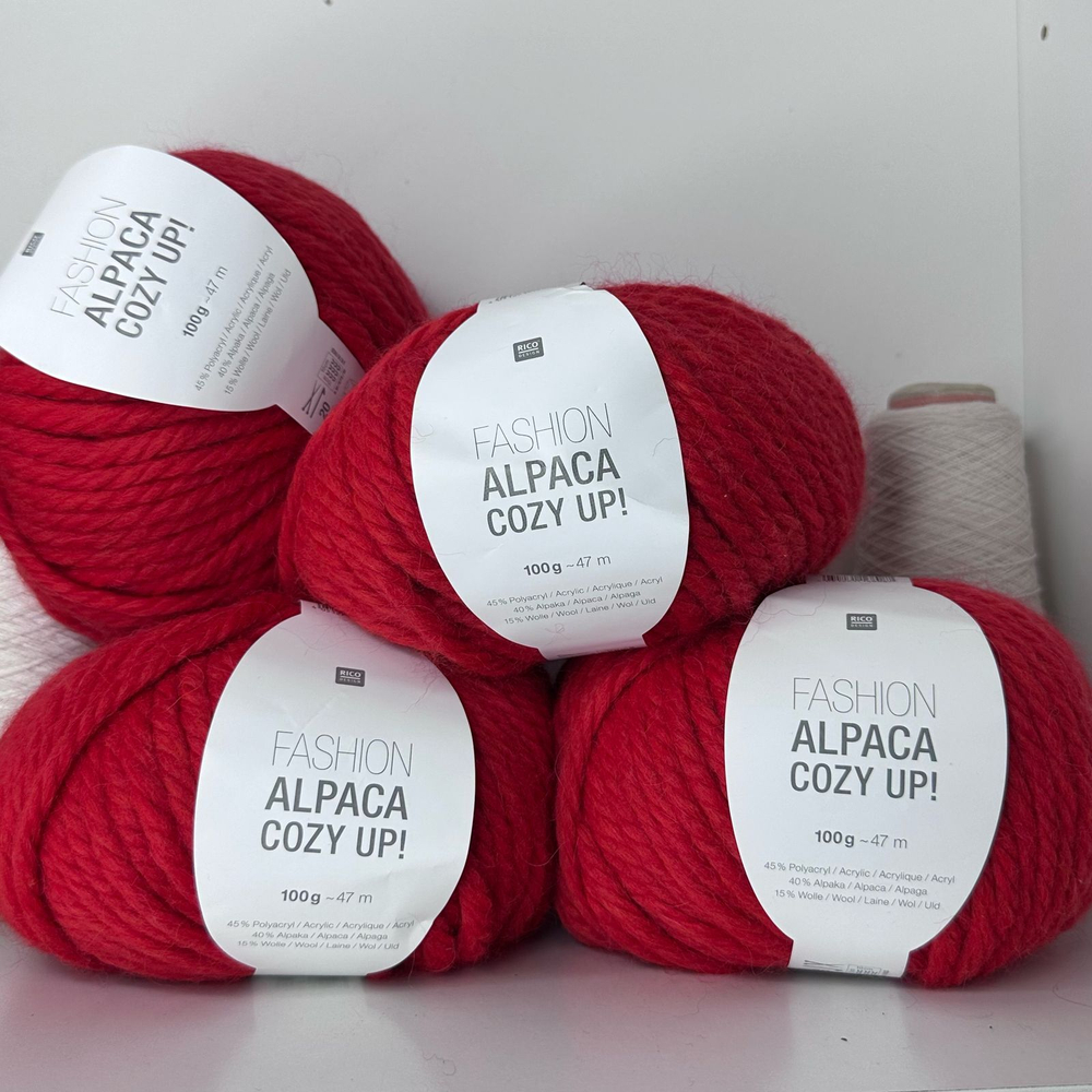 ALPAKA COZY UP - Stock Italy; 15% меринос, 40% альпака, 45% п/а; 47м/100гр Вес моточка 100гр; Цена за моток, цвет: Красный