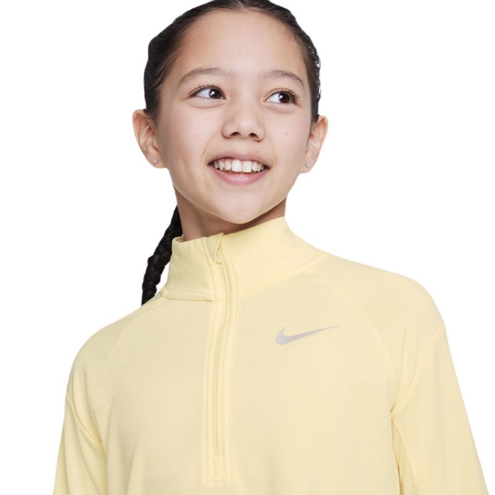 Футболка для девочки теннисная Nike Dri-Fit Long Sleeve Running Top - citron tint/reflective silver