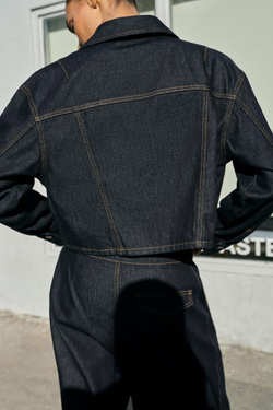 ZARA УКОРОЧЕННАЯ ДЖИНСОВАЯ РУБАШКА Z1975, СИНИЙ