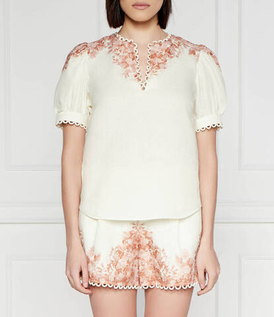 Льняная блузка TWINSET - экрю(241TT2402)