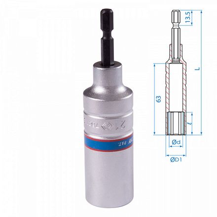 Цена на KING TONY (76C1121M) Головка для шуруповерта шестигранная 1/4", 21 мм, L = 110 мм
