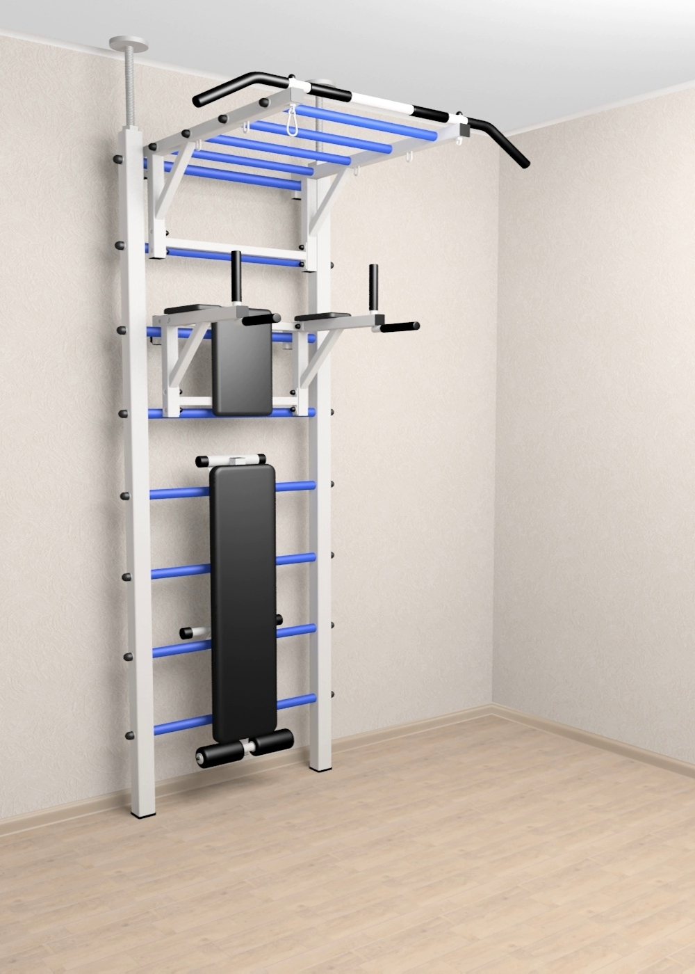 Шведская стенка Sv Sport враспор (Турник рукоход/Брусья/Скамья)