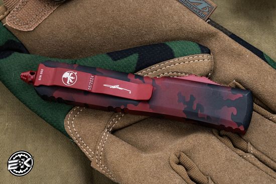 Нож Microtech Ultratech Red Camo Cerakote T/E Tanto Serrated 123-3RCS