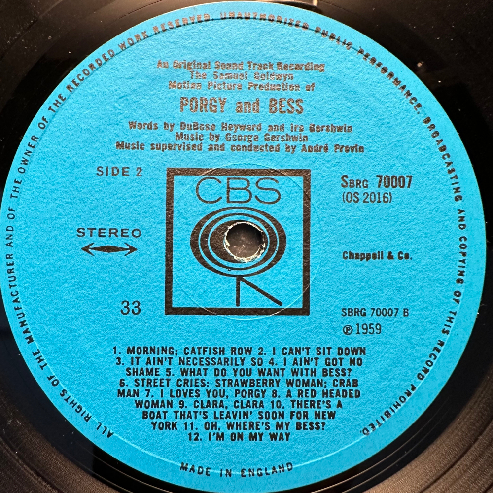 George Gershwin - The Samuel Goldwyn Motion Picture Production Of Porgy And Bess (Англия)