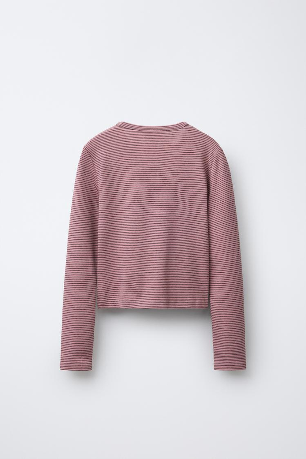 ZARA ЛОНГСЛИВ В ПОЛОСКУ С ПРИНТОМ, РОЗОВЫЙ