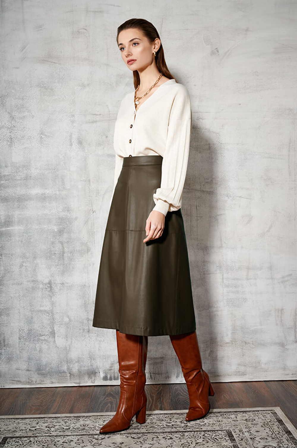 4760 Юбка женская (темно-оливковый)