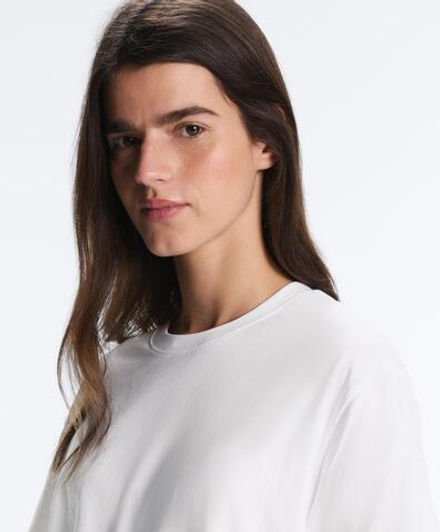 Oysho Boxy футболка с короткими рукавами из смесового хлопка, белый