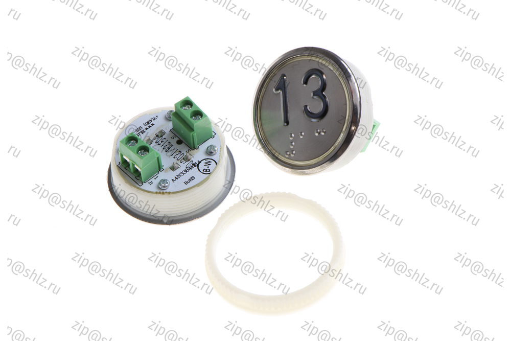 Кнопка (кнопочный модуль) EA2406S-S-W "13 этаж", круглая, статическая белая подсветка, Брайль