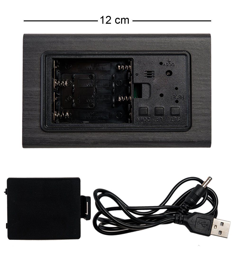 ЯЛ-07-07/ 4 Часы электронные треуг.сред. (чёрное дерево с белой подсветкой)