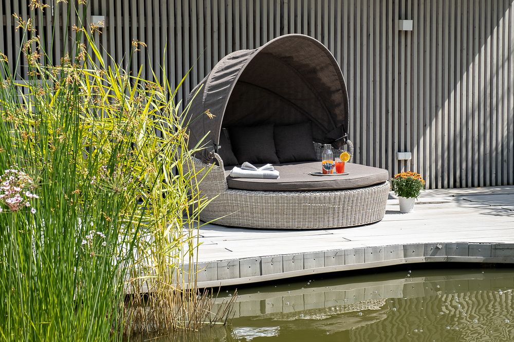 "Стильяно" плетеная кровать круглая, цвет бежевый