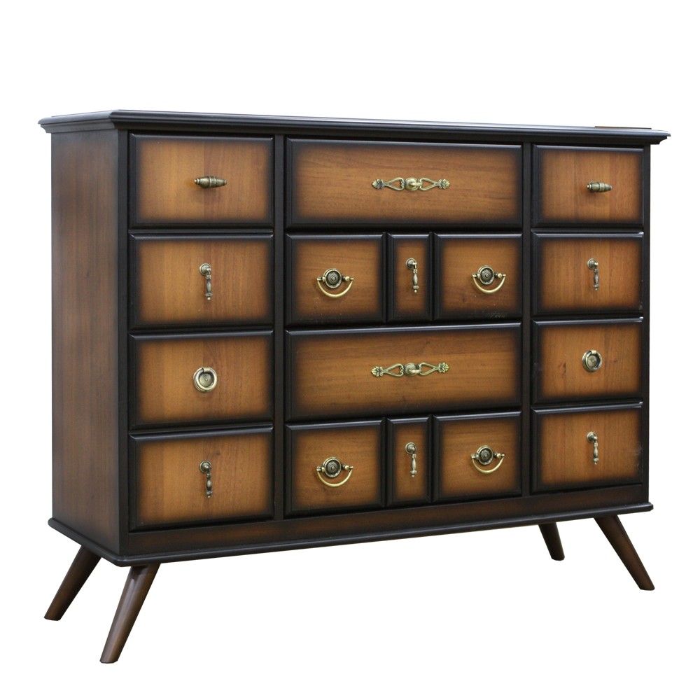 Комод Пандора - 2 с 4 ящиками и 2 полками Орех