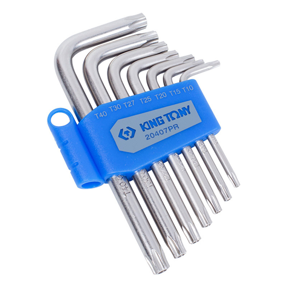 Набор Г-образных ключей TORX с отверстием, T10-T40, 7 предметов KING TONY 20407PR