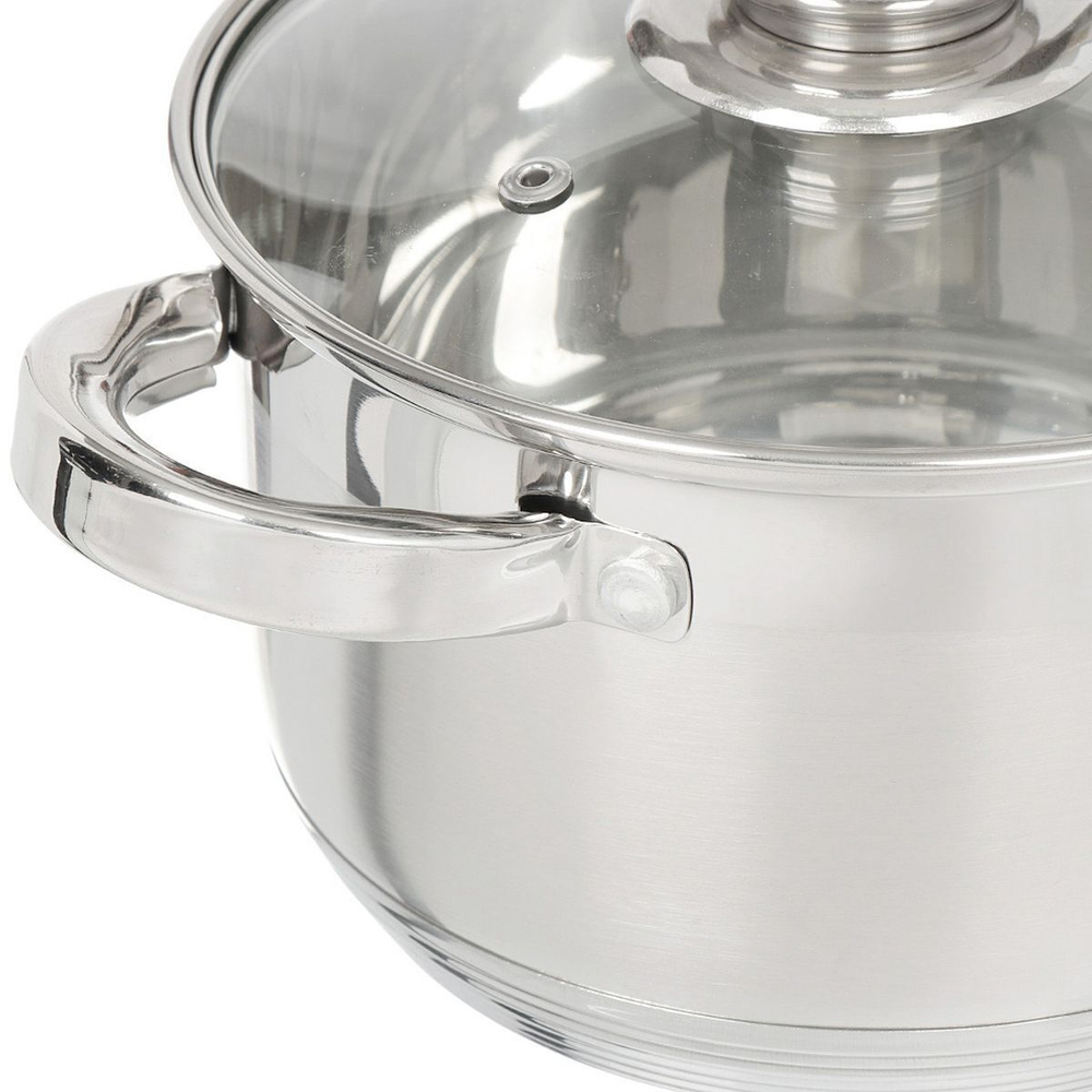 Кастрюля нерж, 3.9 л, с крыш, Daniks, Стандарт-PR, SD-20-2, индукц