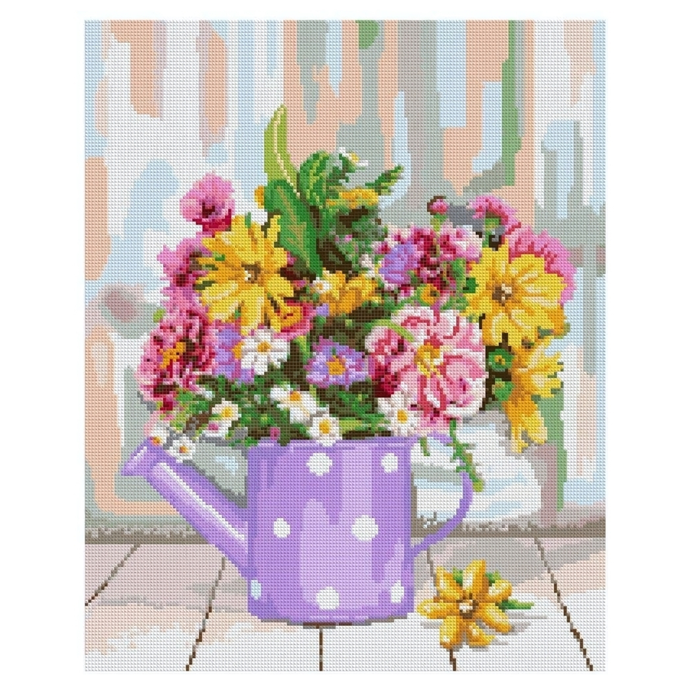 Алмазная мозаика 40*50см полн.заполн. "Цветы в лейке" (Lori)