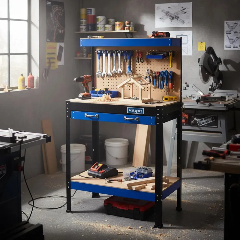Верстак слесарный металлический 800х400х1400мм Scheppach Sch-TW-WT00301