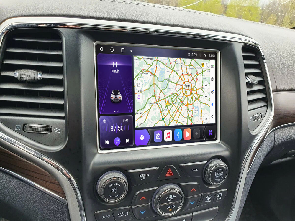 Магнитола для Jeep Grand Cherokee WK2 2013-2021 (взамен 8.4" экрана, оригинальный вид) - Carmedia ANS-J8401 на Android 10, ТОП процессор, CarPlay, 4G SIM-слот, 4/64Гб