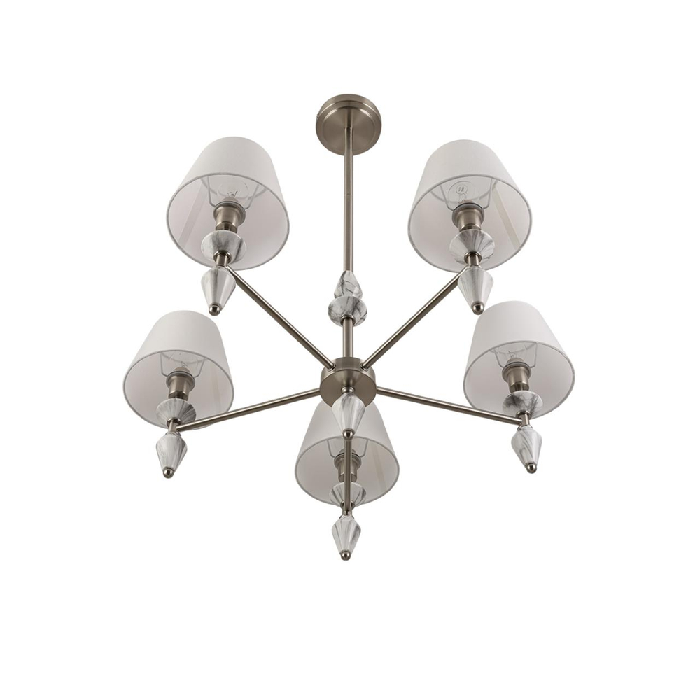 8274/5 CLASSI LN26 044 никель/белый/серый, металл/керамика/ткань Люстра Е14 5*40W 220V VERMONT