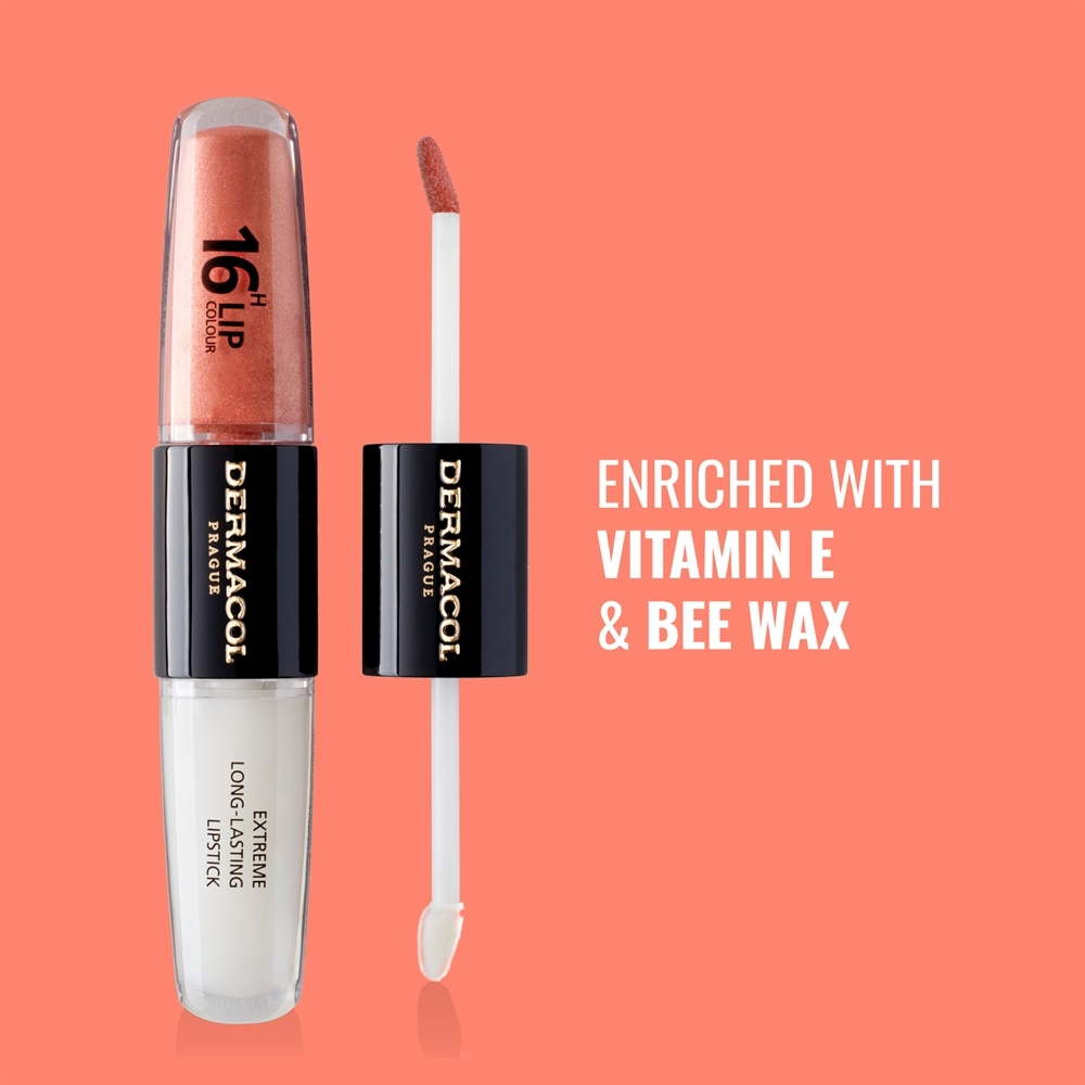 Dermacol 16H Lip Colour - Стойкая помада и блеск для губ, 2× 4 ml