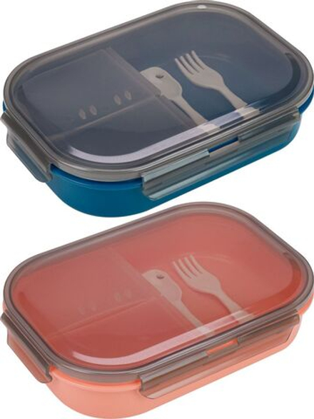 Ланч-бокс 3 отд., 1000мл "Форма" + приборы, ассорти