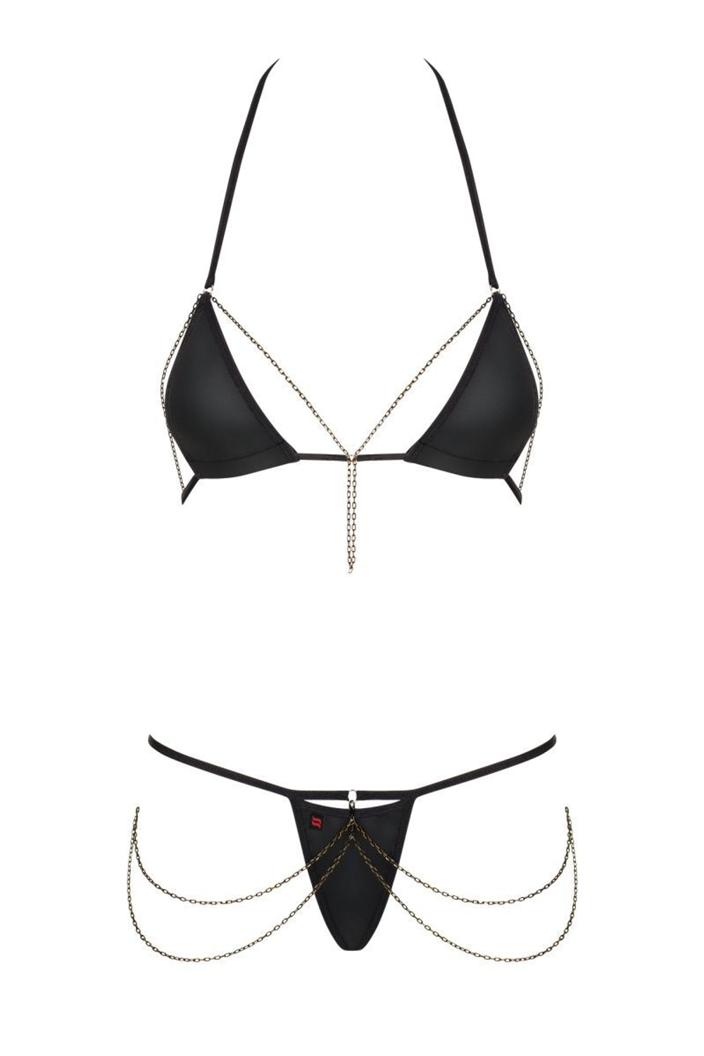 Эффектный комплект белья Redella с цепочками (Размер: S-M) (Цвет: черный)
