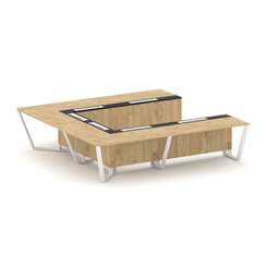 Steel Meet Стол переговорный П-образный KM-PR.B.SP-11P Тиквуд Светлый/Графит Глянец/Металл Белый 320