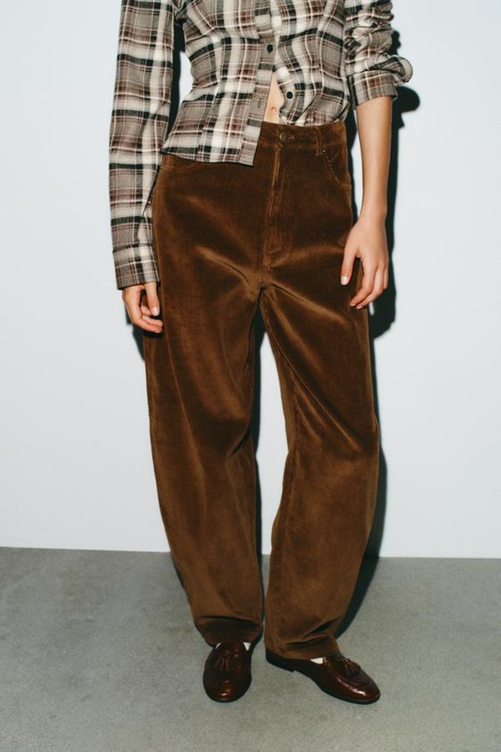 ZARA БРЮКИ BALLOON С КАРМАНАМИ, СВЕТЛО-КОРИЧНЕВЫЙ