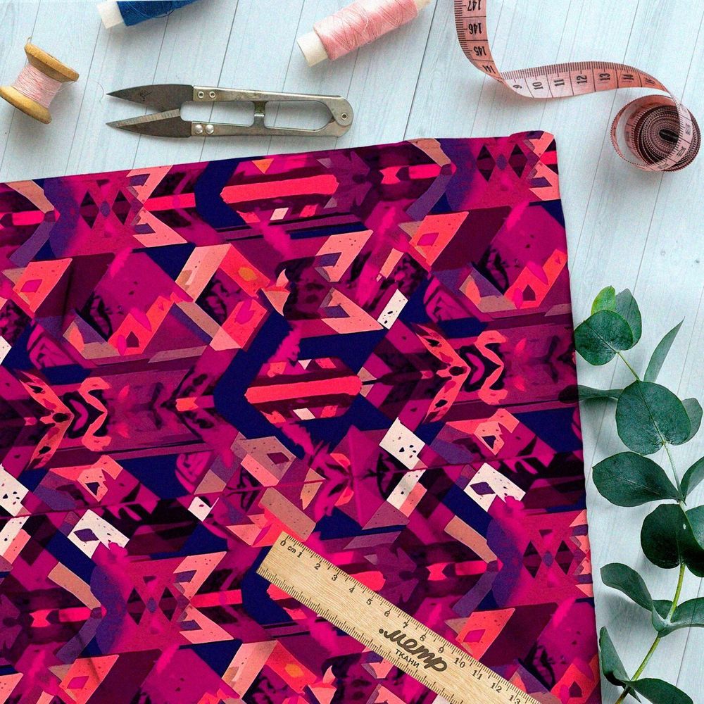 Ткань премиум сатин фантазийная мозаика