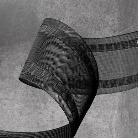 Шторная лента Oz-Is арт. 4365MPS для шнура глайдера, коэф сборки произвольный, цвет прозрачный черный (ширина 77 mm)