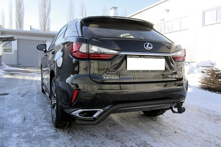 Защита заднего бампера Lexus RX-350 (2015-2019) d57 волна черная