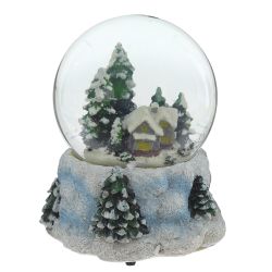 GAEM Фигурка декор в стекл шаре "Домик" (муз с ключ), D 10 см, L12 W12 H14,5 см, 2в.