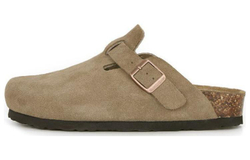 CHRISTINE SHEII Suinyin Birkenstock Shoes Cow Suede Closed Toe Slippers 3cm Women"s Sandy Brown