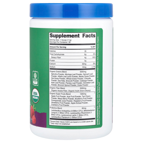 Nutricost, Органическая суперзеленая, ягодное ассорти, 330 г (11,8 унции)