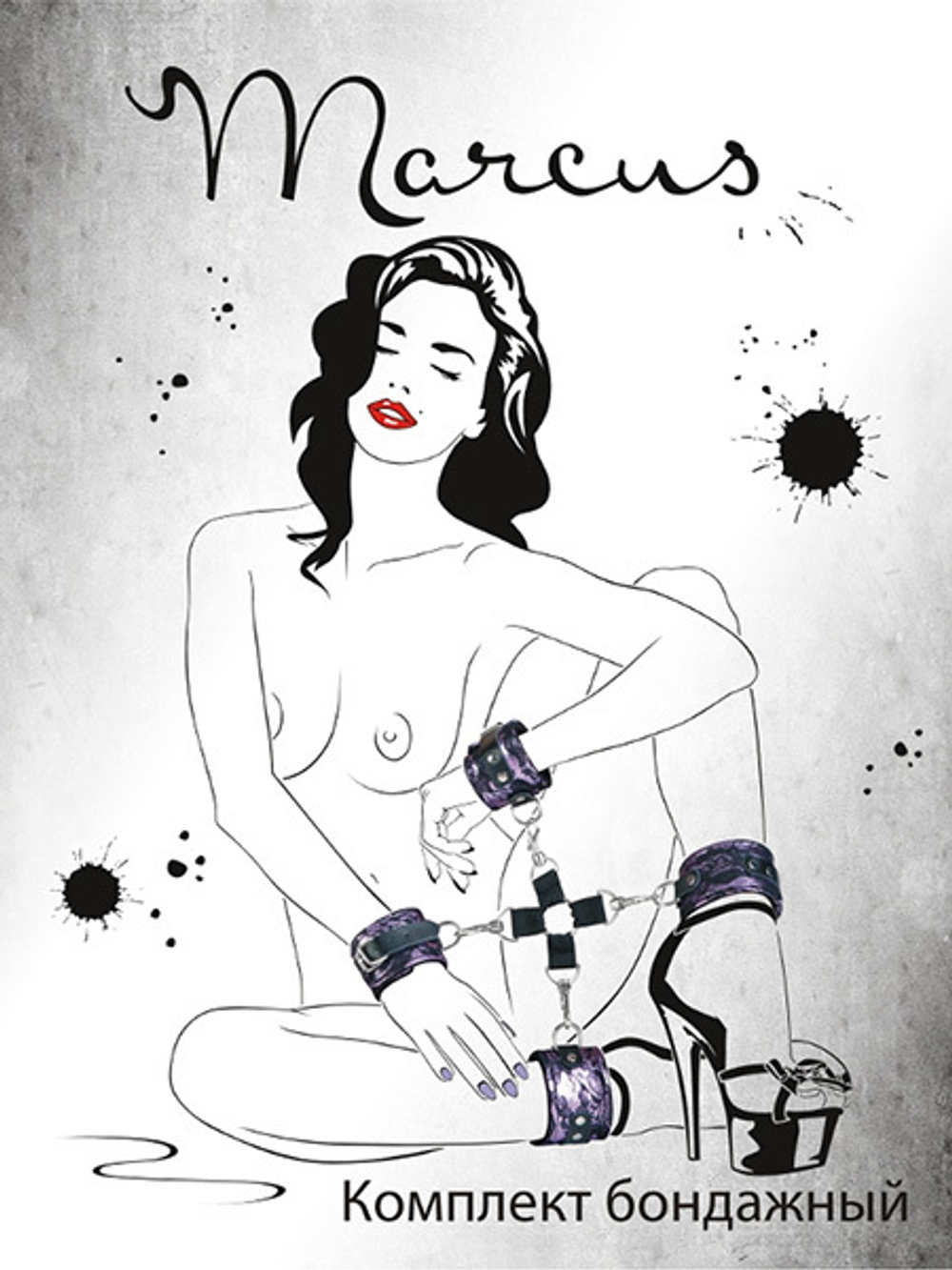 Пурпурный кружевной бондажный комплект ToyFa Marcus 714003