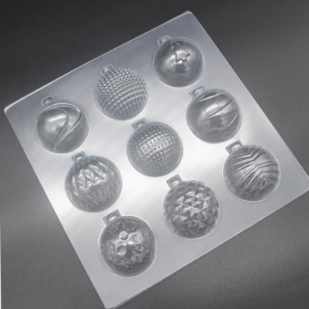 Пластиковая форма для шоколада новогодняя "Ёлочные шары" D5см