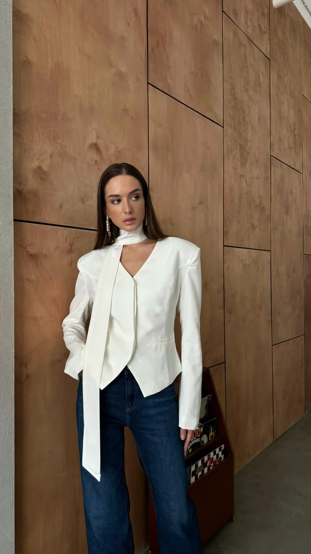 Блейзер с шарфом Tata, Молочный