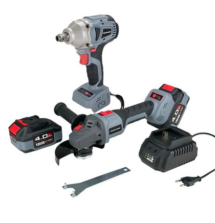 Аккумуляторный бесщеточный НАБОР 2в1 PROFIPOWER ProfiSet 2B18 (Li-ion-2шт 18В, 4.0Ач, З/У, в кейсе, E0080, E0081)