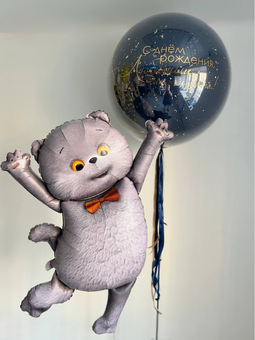 Воздушные гелиевые шары для мужа Кот Басик№4975