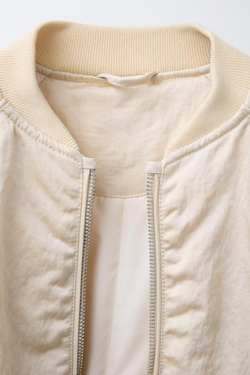 ZARA КУРТКА-БОМБЕР С САТИНИРОВАННЫМ ЭФФЕКТОМ, СВЕТЛЫЙ ЭКРЮ