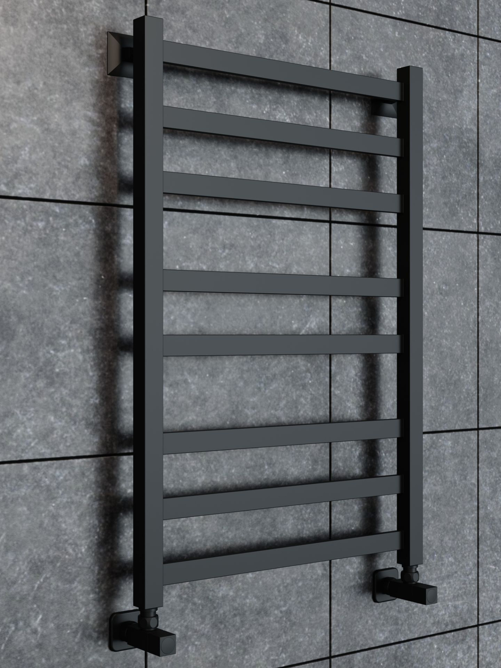 Полотенцесушитель водяной черный матовый Keerol LP8 800x500, вент. углов. 3/4"х1/2" г/ш (пара)