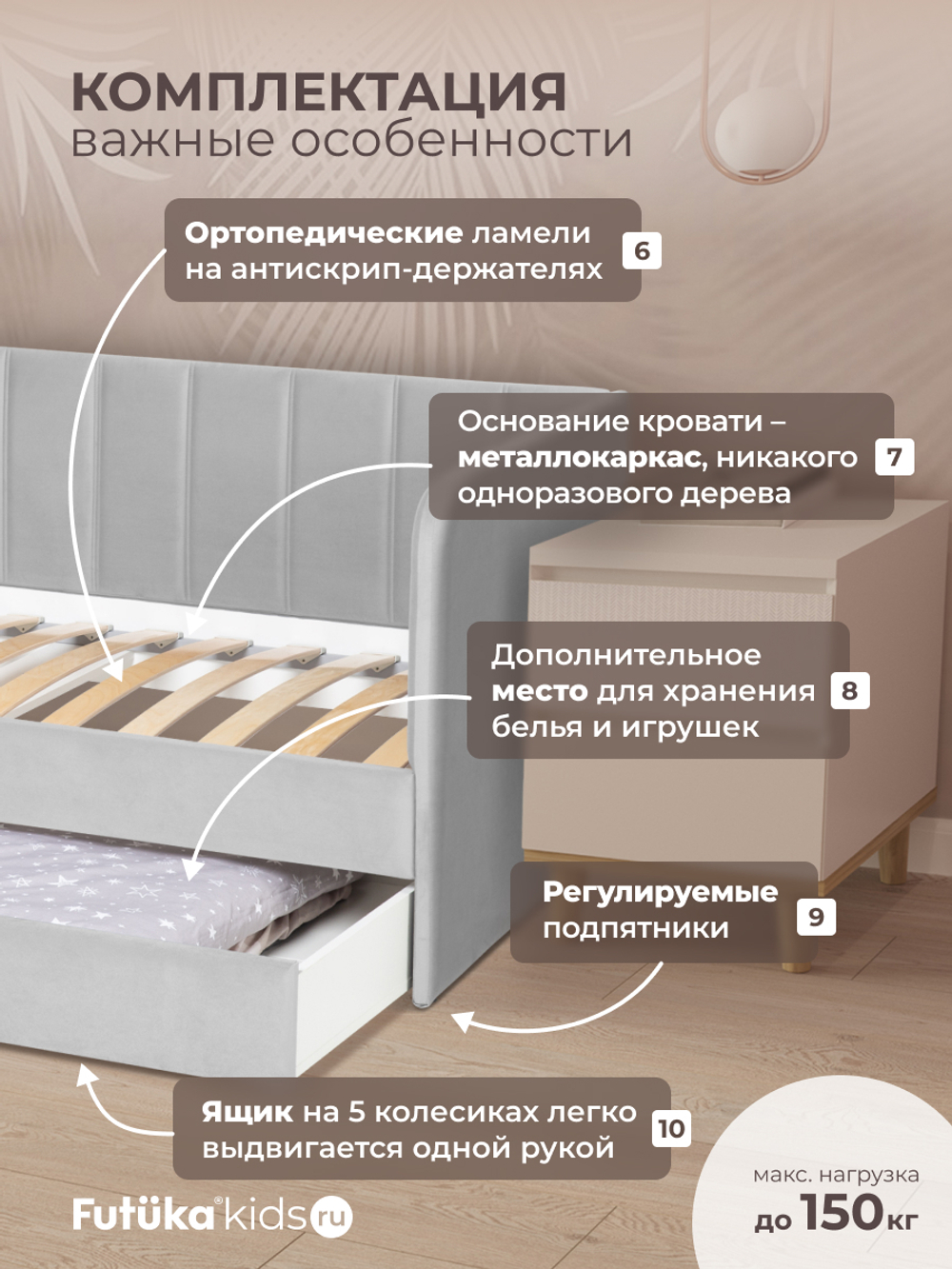 Диван - кровать 180х90 см Crecker ткань Микровелюр